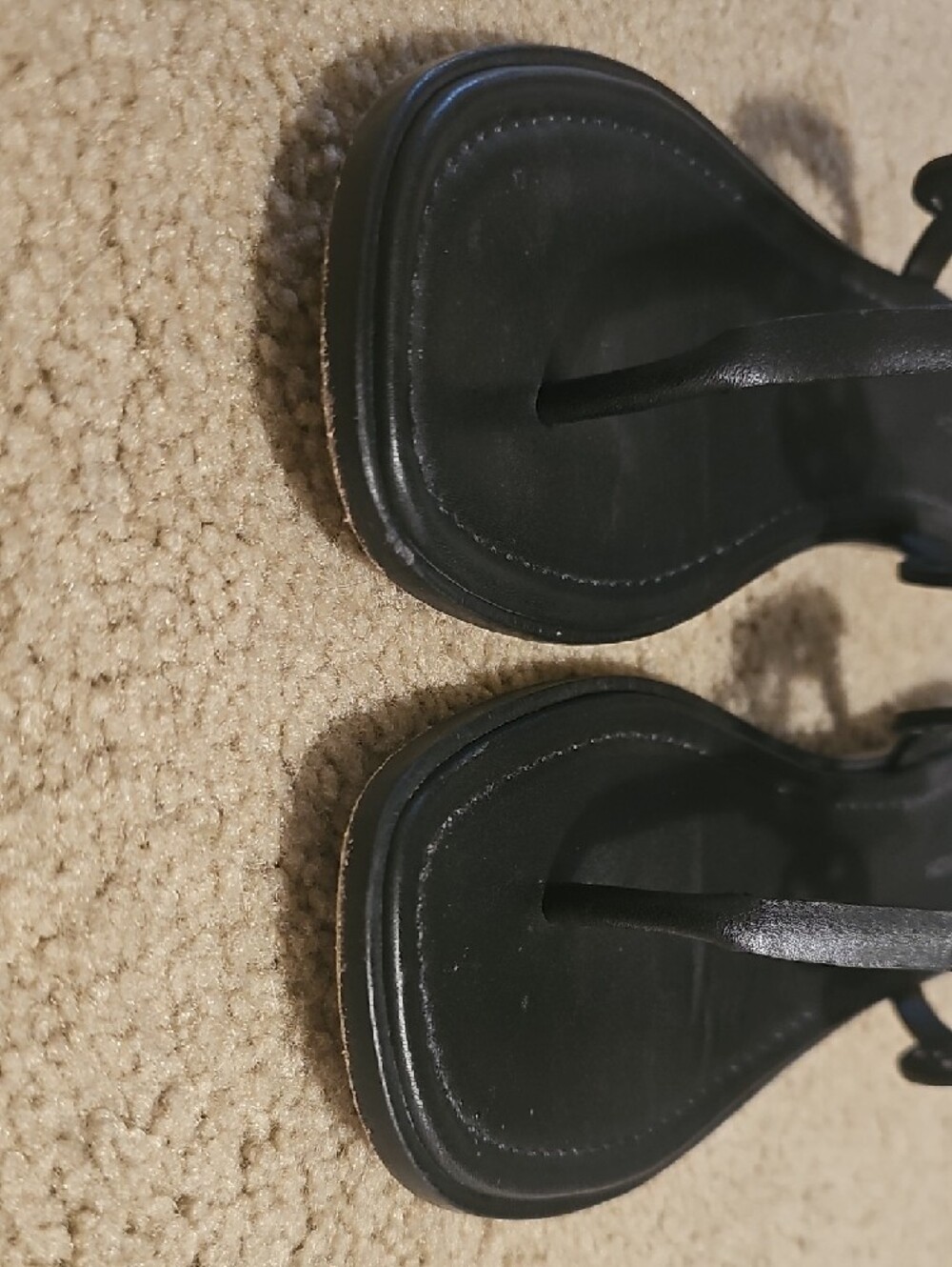 Tory Burch Black Leather Logo Thong Sandals - Picture 3 of 5